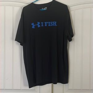 “I Fish” UnderArmor shirt black and blue